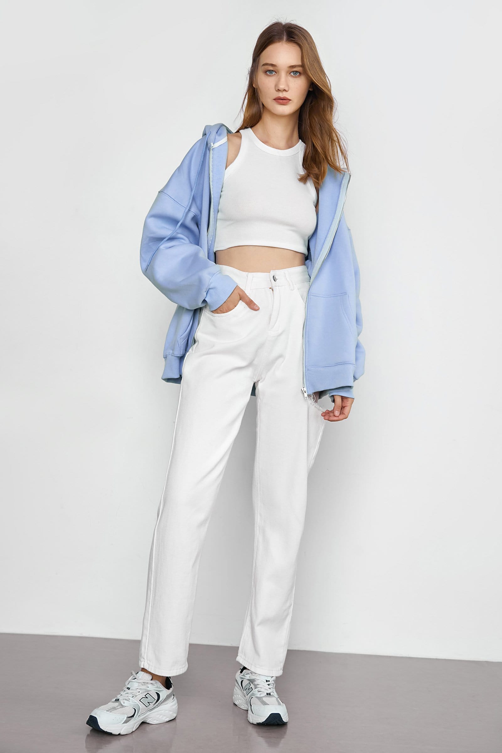 Hendrik Light Blue Zip Up Hoodie