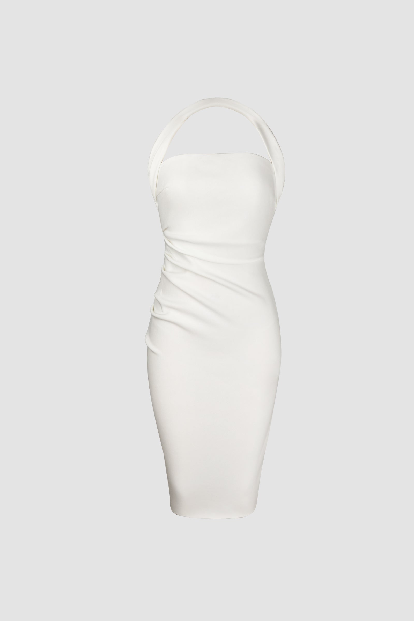 White Halter Bodycon Midi Dress