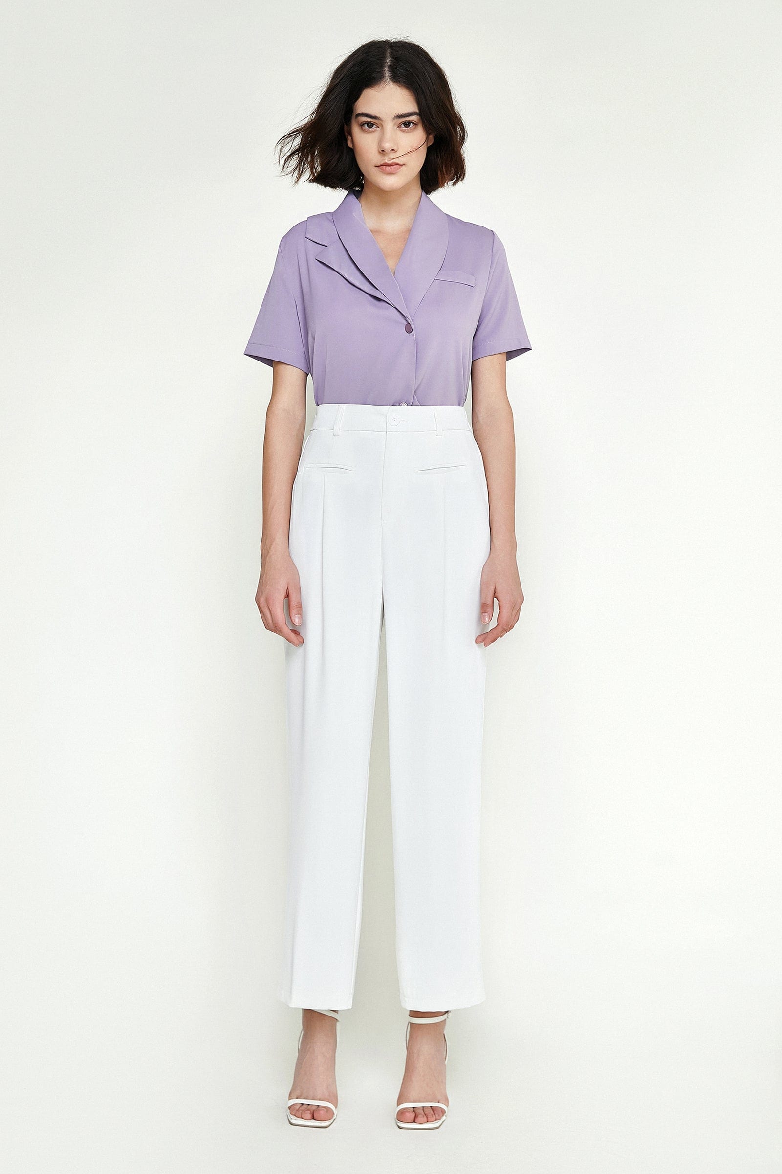 Medium Purple Asymmetric Button Down Shirt