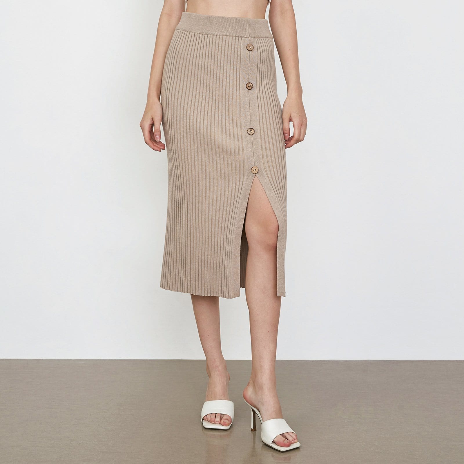 Selene Wheat Slit Hem Skirt