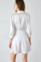 Charity White Button-Up Midi Dress