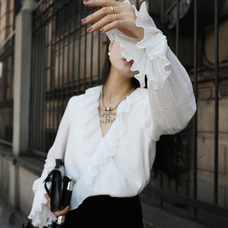 White Hadleigh Ruffle Blouse