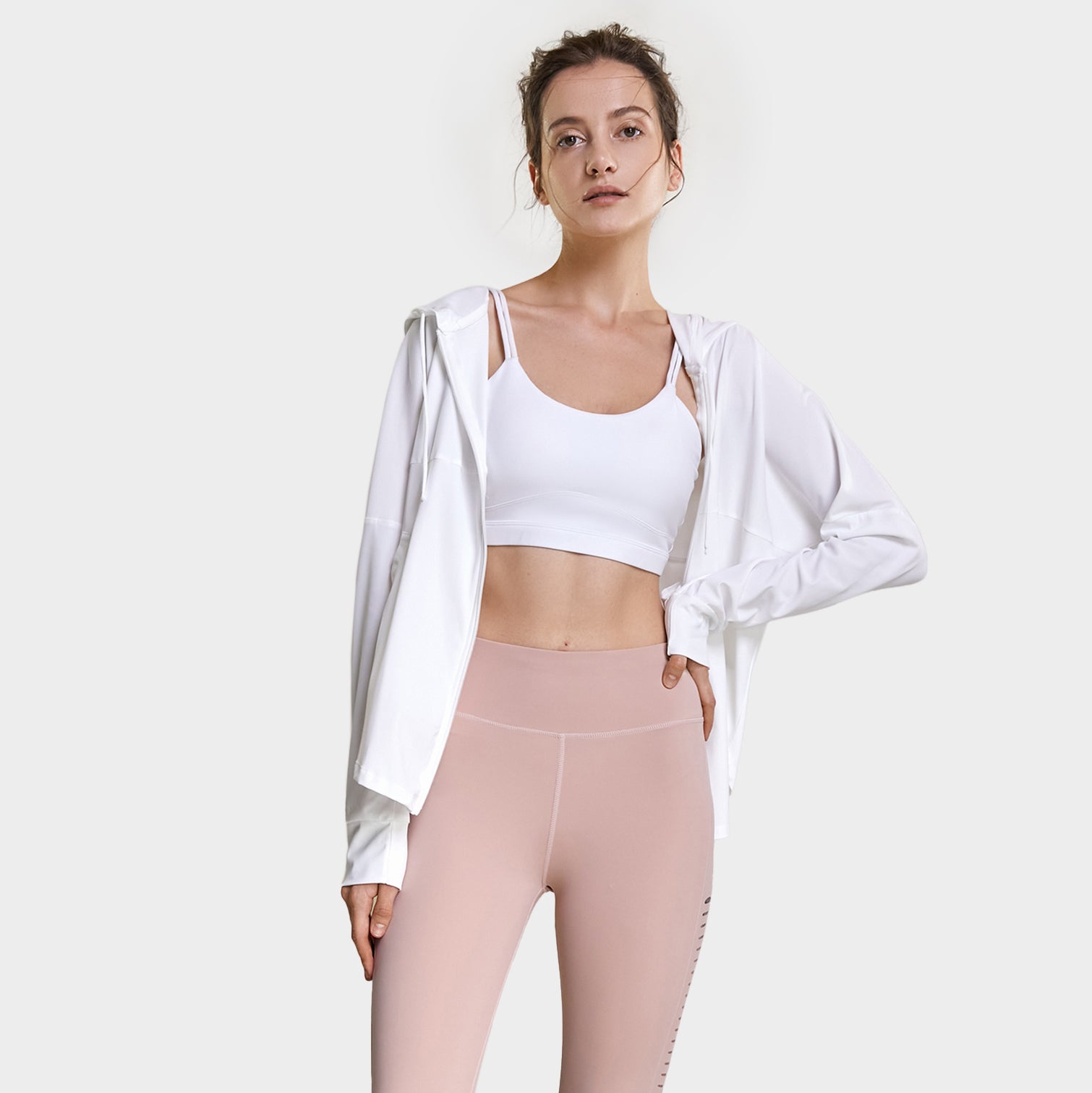 White UV Protection Zip-Up Hoodie