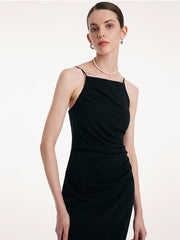 Pre-Order Ruched Waist Spaghetti Strap Dress With Detachable Bra Pads