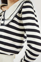 Black Striped Long Sleeve Knitted Sweater
