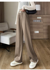 Light Khaki High-Waisted Straight Slacks