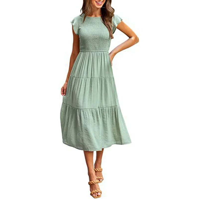 summer casual flowing short midi dress