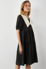Kaylie Black Lapel Midi Dress