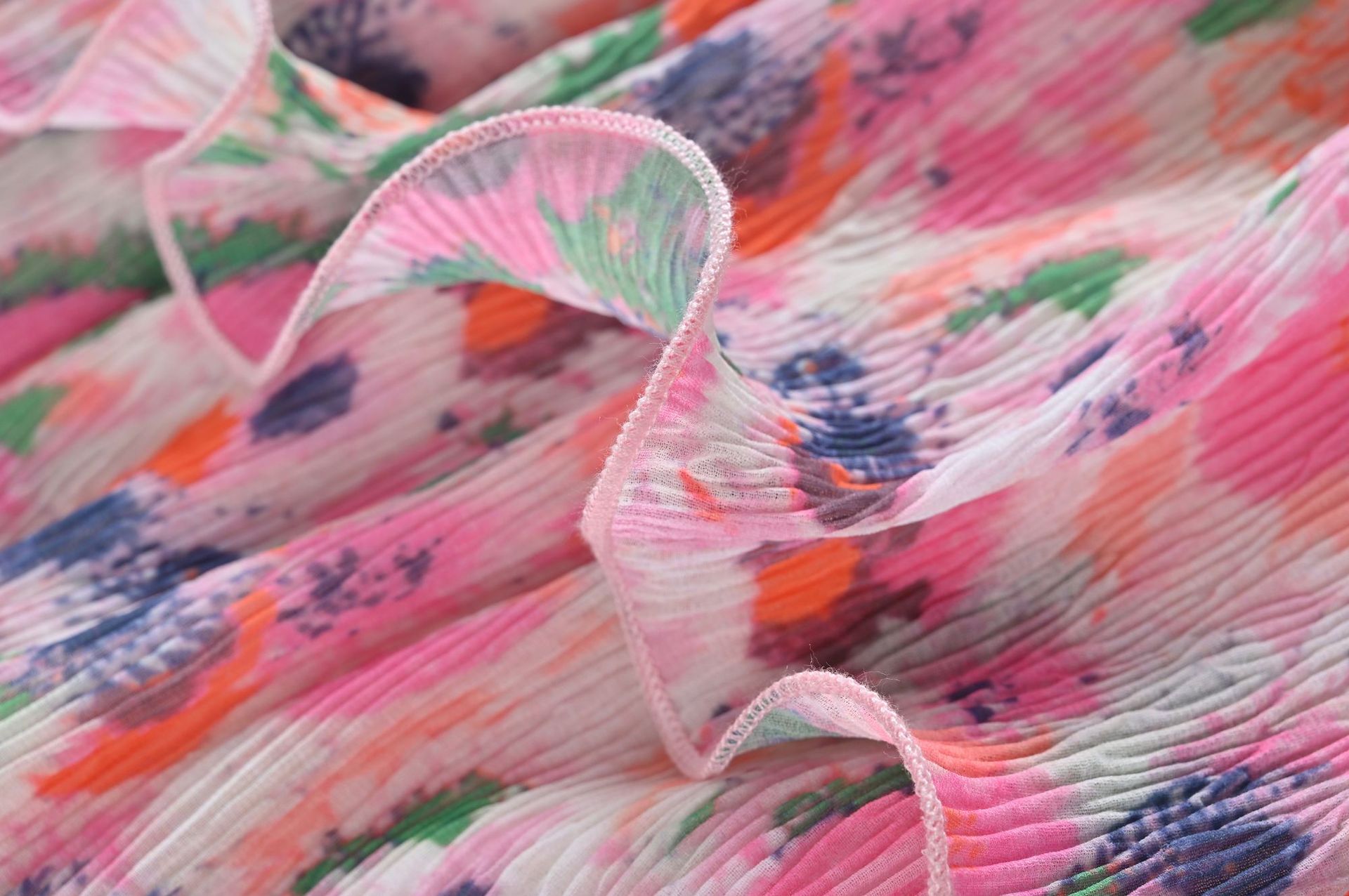 Pink Floral-Print Smocked Dress