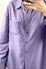 Slate Blue  Long Sleeve Button Front Shirt