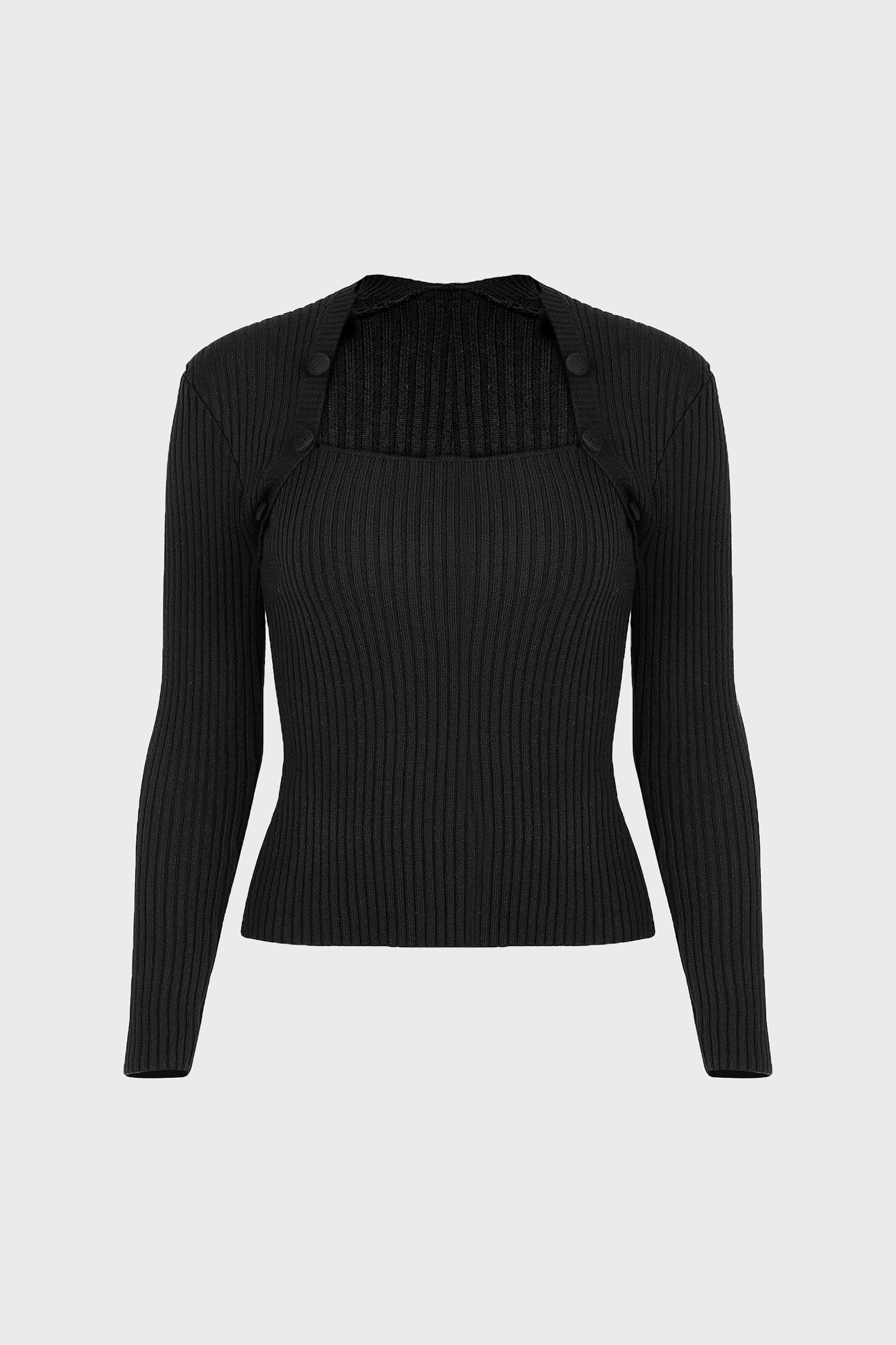 Diana Black Shoulder Wrap Sweater