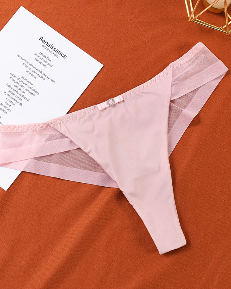 Ice Silk Nude Seamless See-Through Mesh Thong