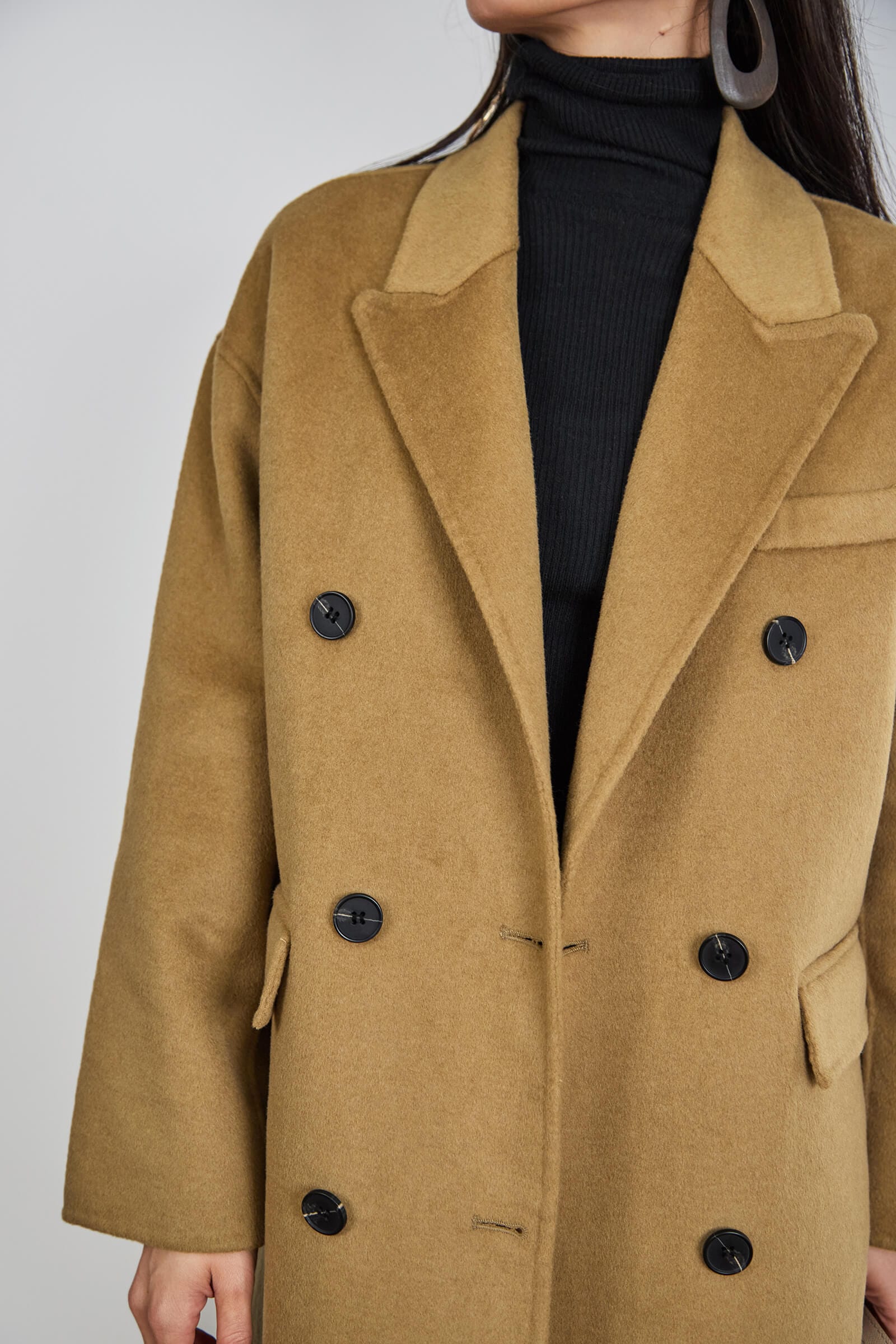 Peru Premium Wool Double-Breasted Longline Coat