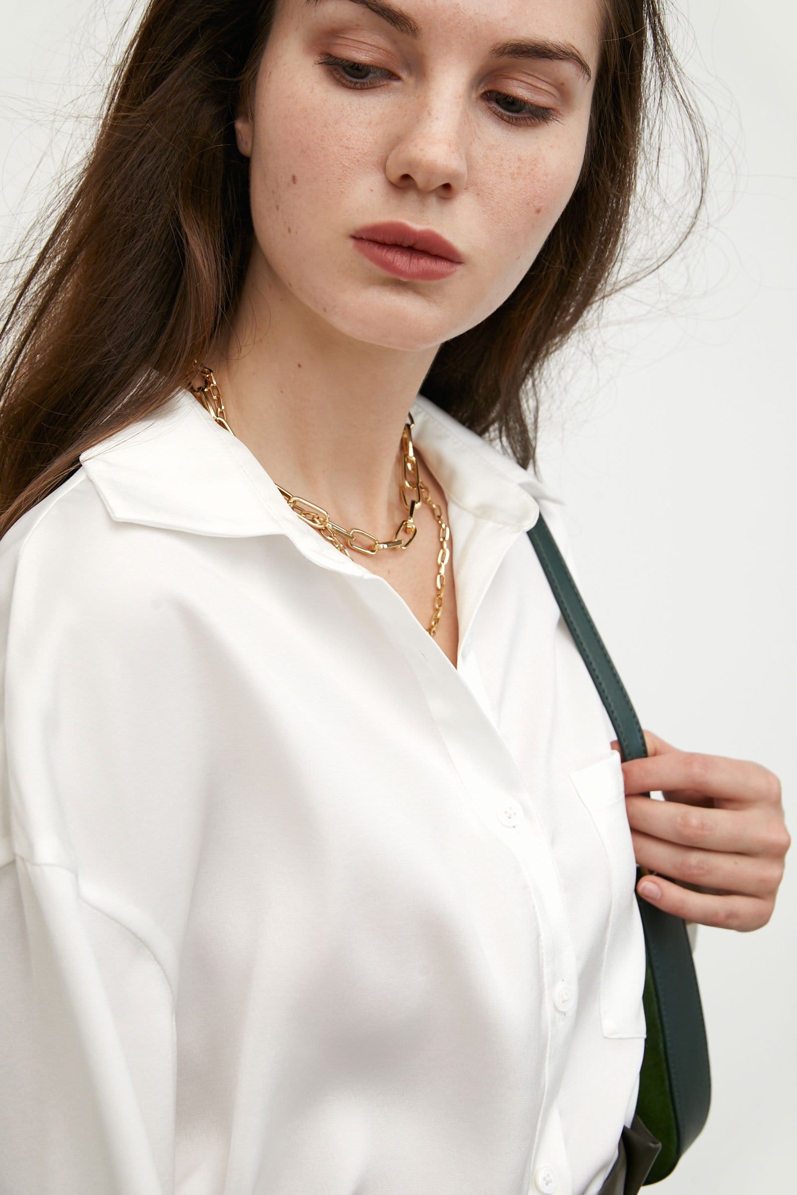 Silky White Button-Up Blouse