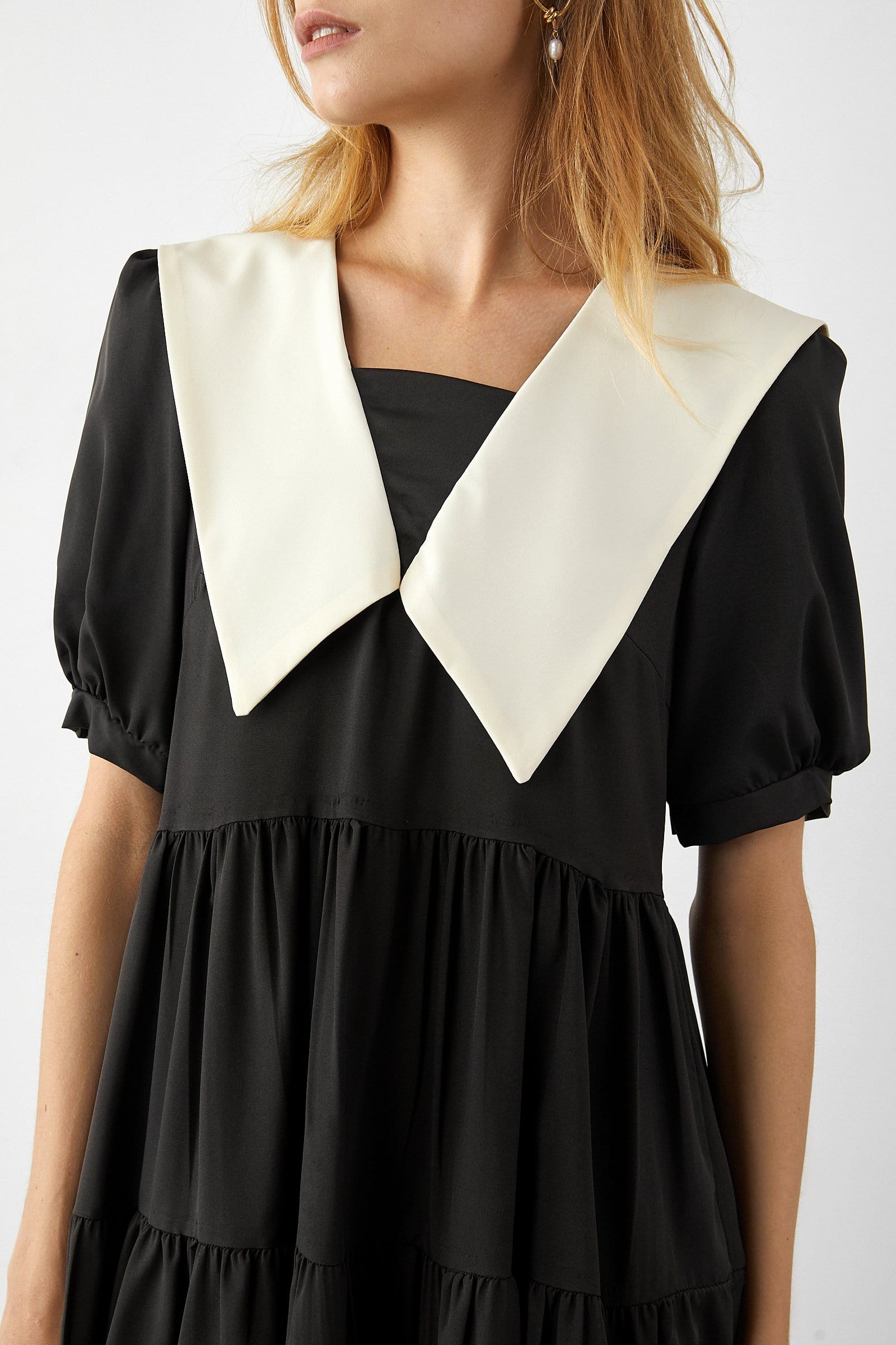 Kaylie Black Lapel Midi Dress