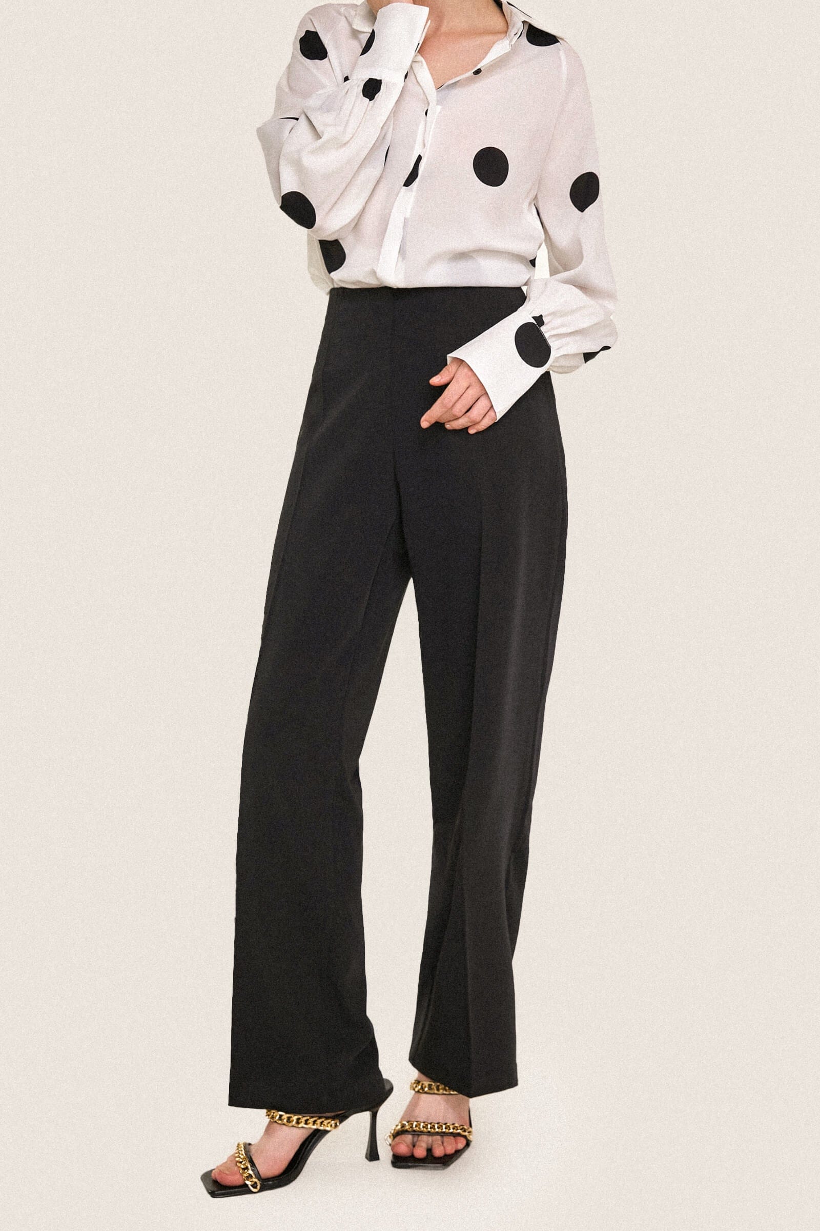 Black Tie Waist Straight Leg Pants