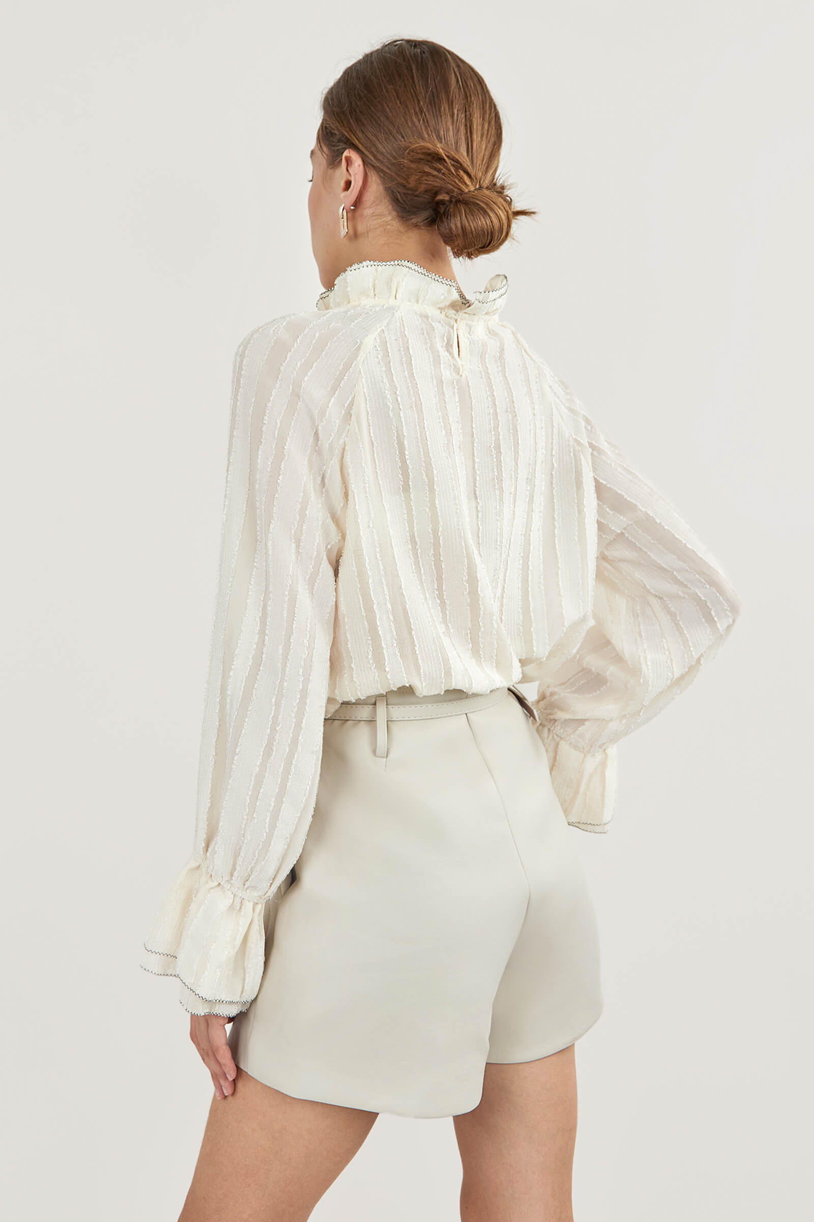 Dreamiest Love Ivory Long Sleeve Lace-Trimmed Blouse