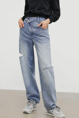 Ripped Slouchy Wide-Leg Mom Jeans