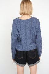 Floella Light Steel Blue Long Sleeve Sweater