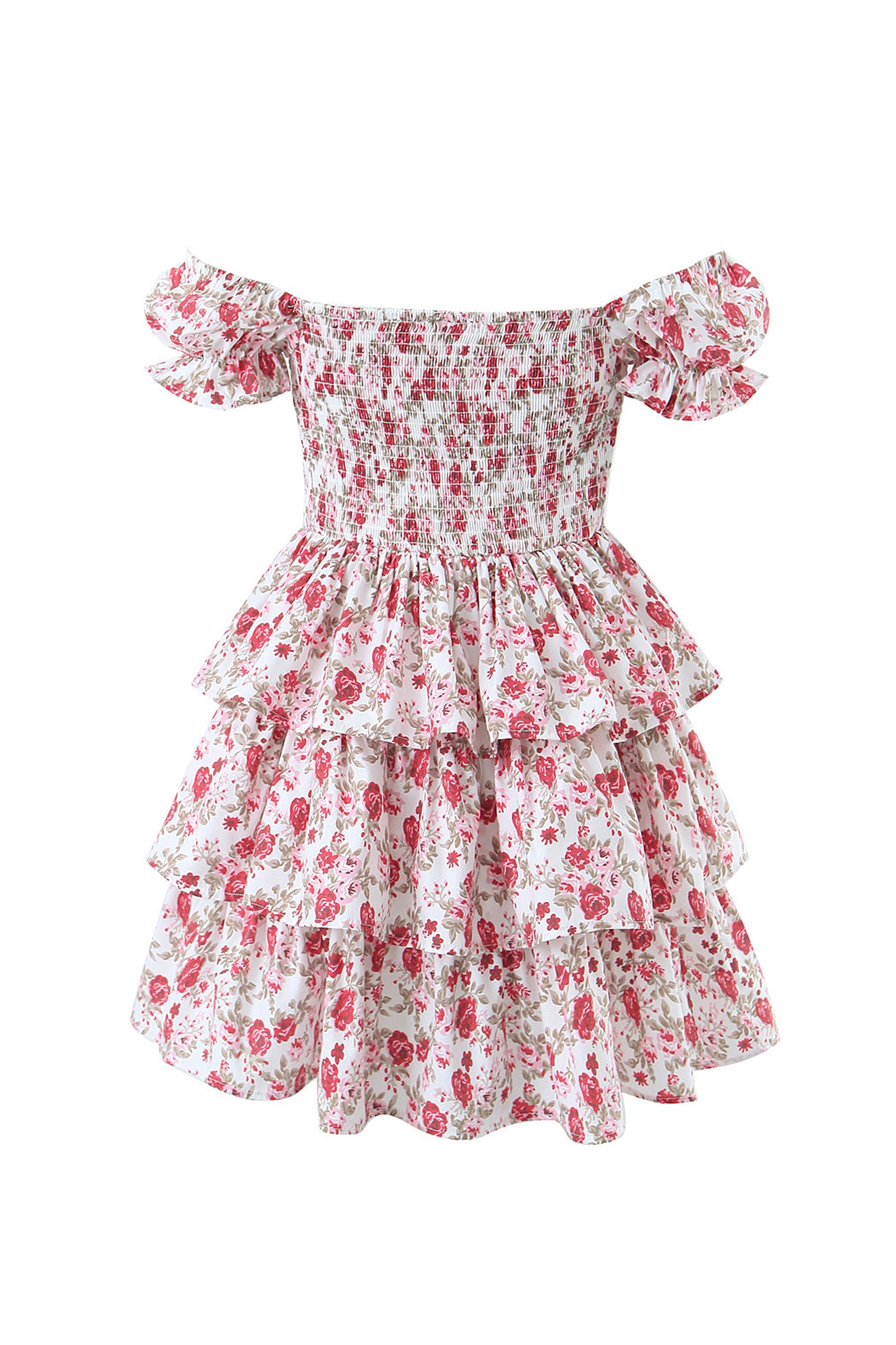 Pink Floral Print Tiered Bustier Mini Dress