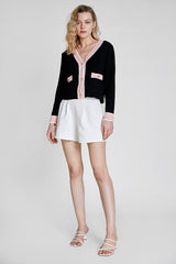 Black Contrast Trim Button Front Cardigan