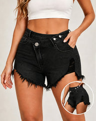 Women's Irregular Ripped Denim Shorts