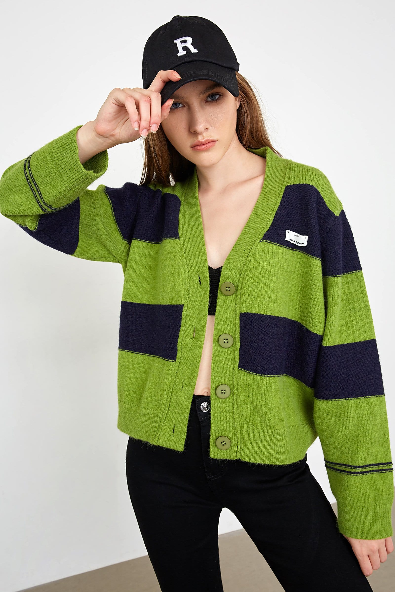 Jeanette Yellow Green Pinstripe Cardigan