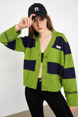 Jeanette Yellow Green Pinstripe Cardigan