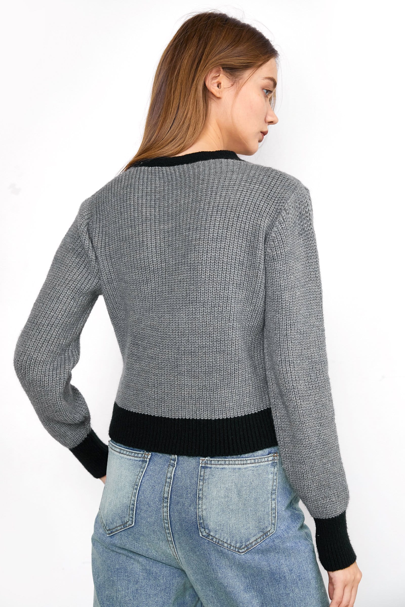 Meyer Light Slate Gray Contrast Cardigan