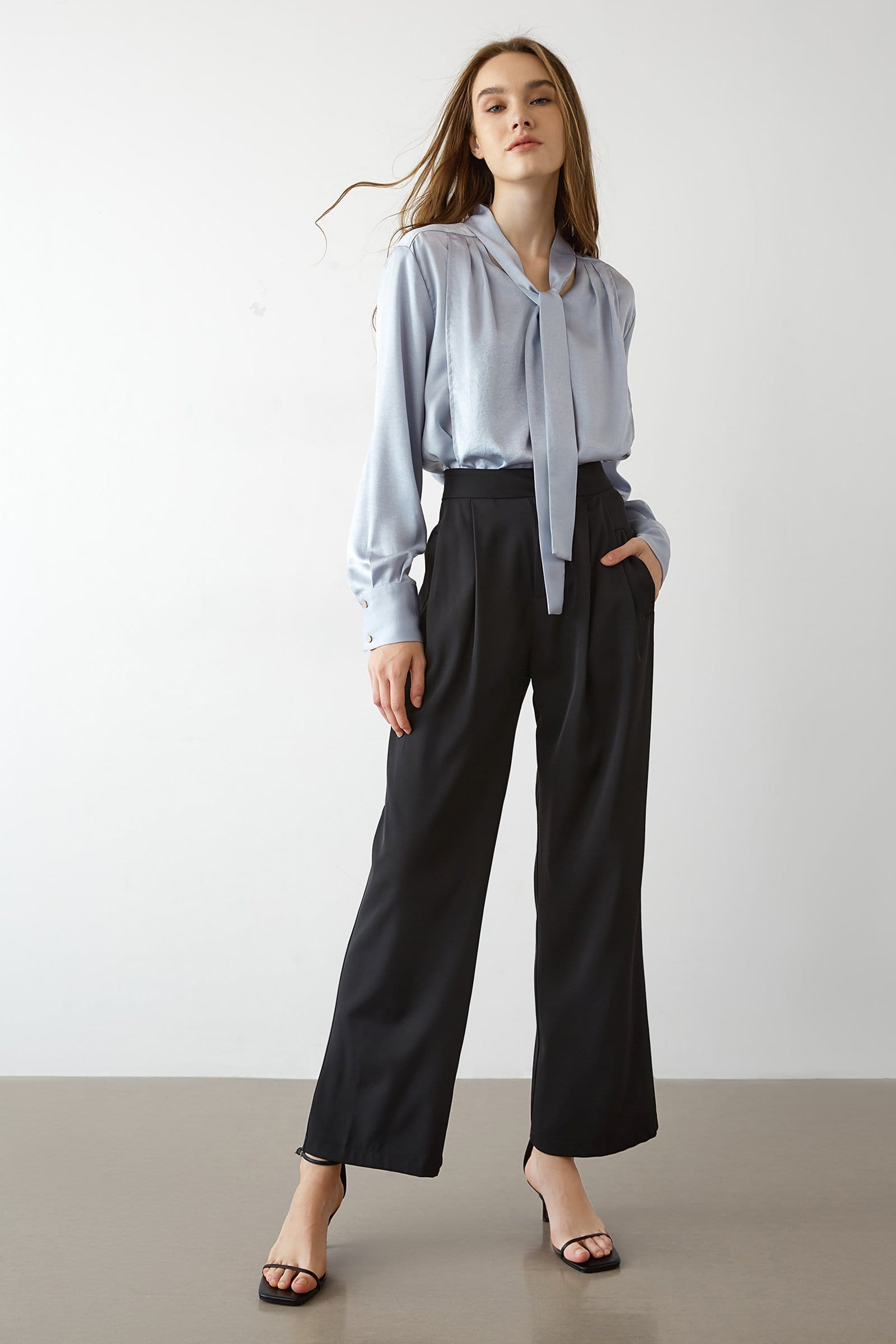 Kaira Black Wide Leg Work Pants
