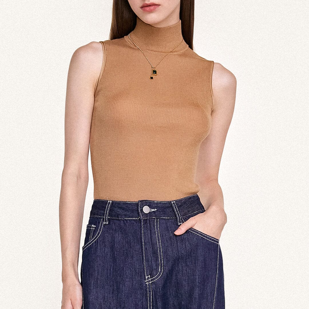 Peru Wool-Blend Mock Neck Sweater Vest