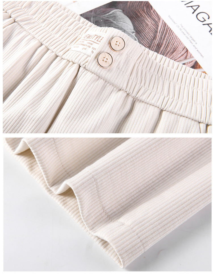 Beige High-Waisted Straight Slacks