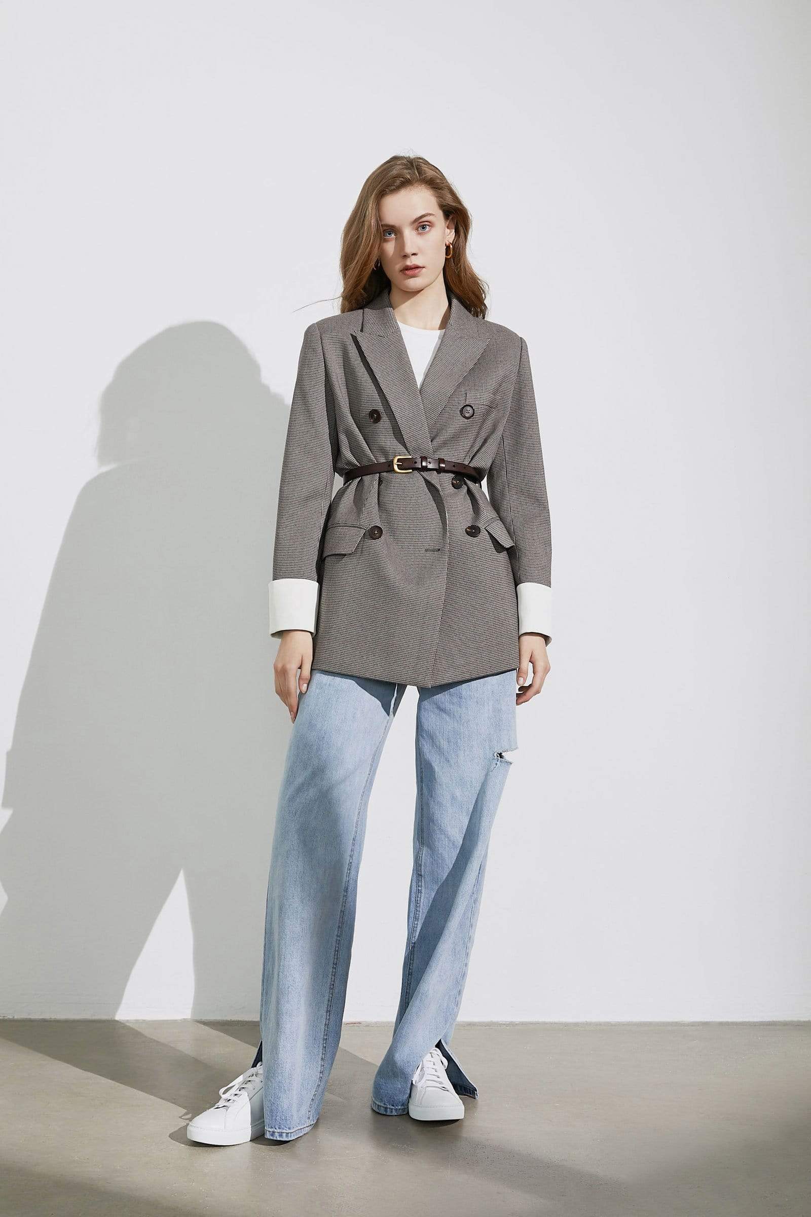 Herringbone Grey Oversized Blazer