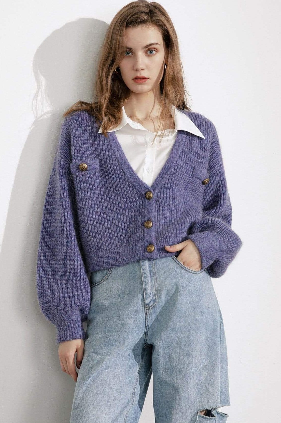 Elsie Purple Oversized Cardigan