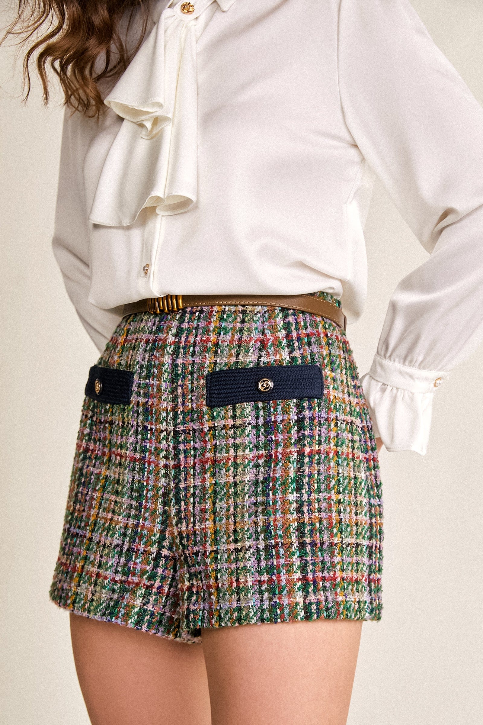 Multicolor High-Waisted Tweed Skort