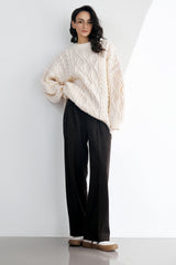 Zaylah Ivory Round Neck Sweater