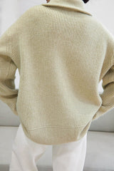 Khaki Collared Half-Zip Oversized Sweater