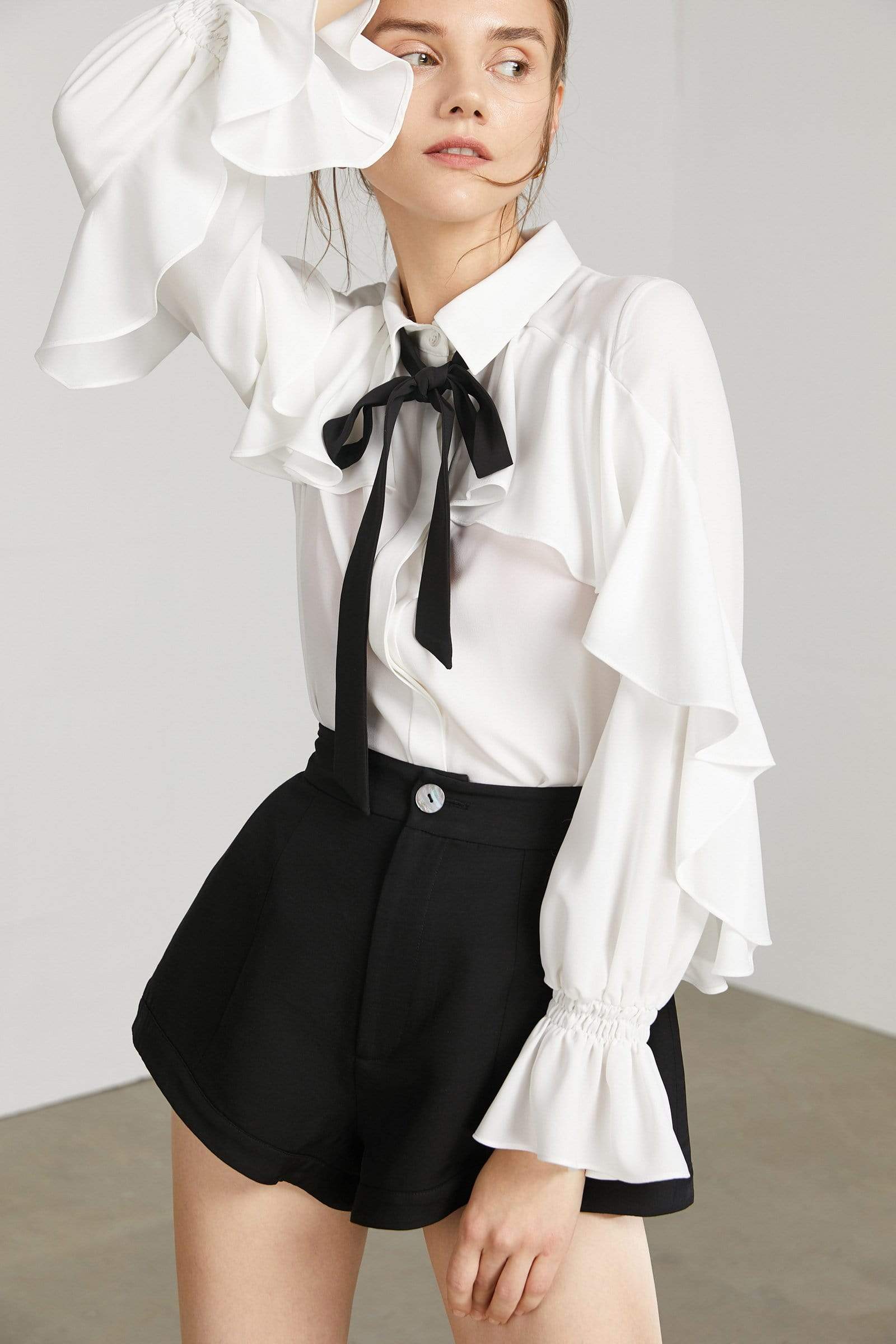 Oleander White Ruffled Blouse