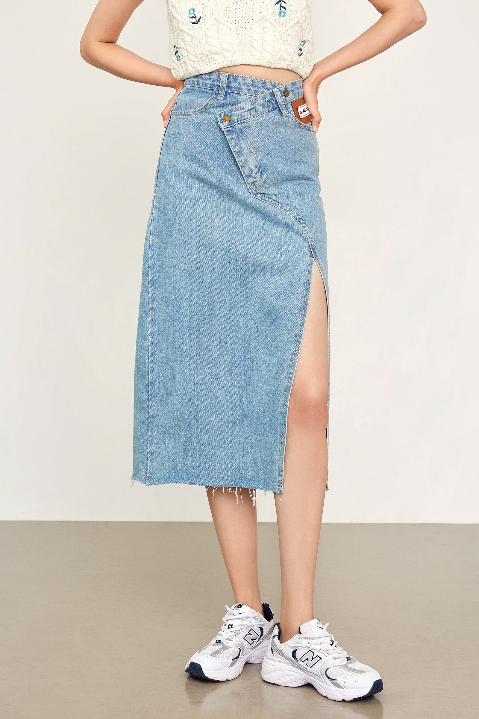 Samaria Light Sky Blue Asymmetrical Skirt