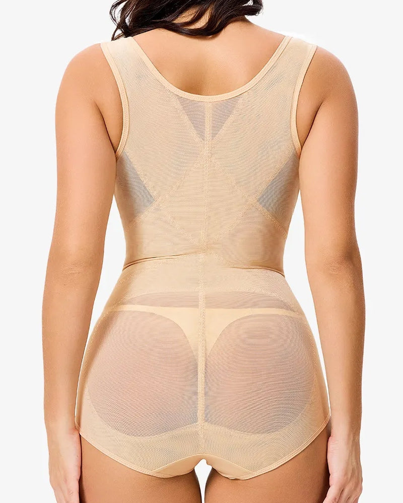 See-Through Mesh Tummy-Controlling Bodysuit