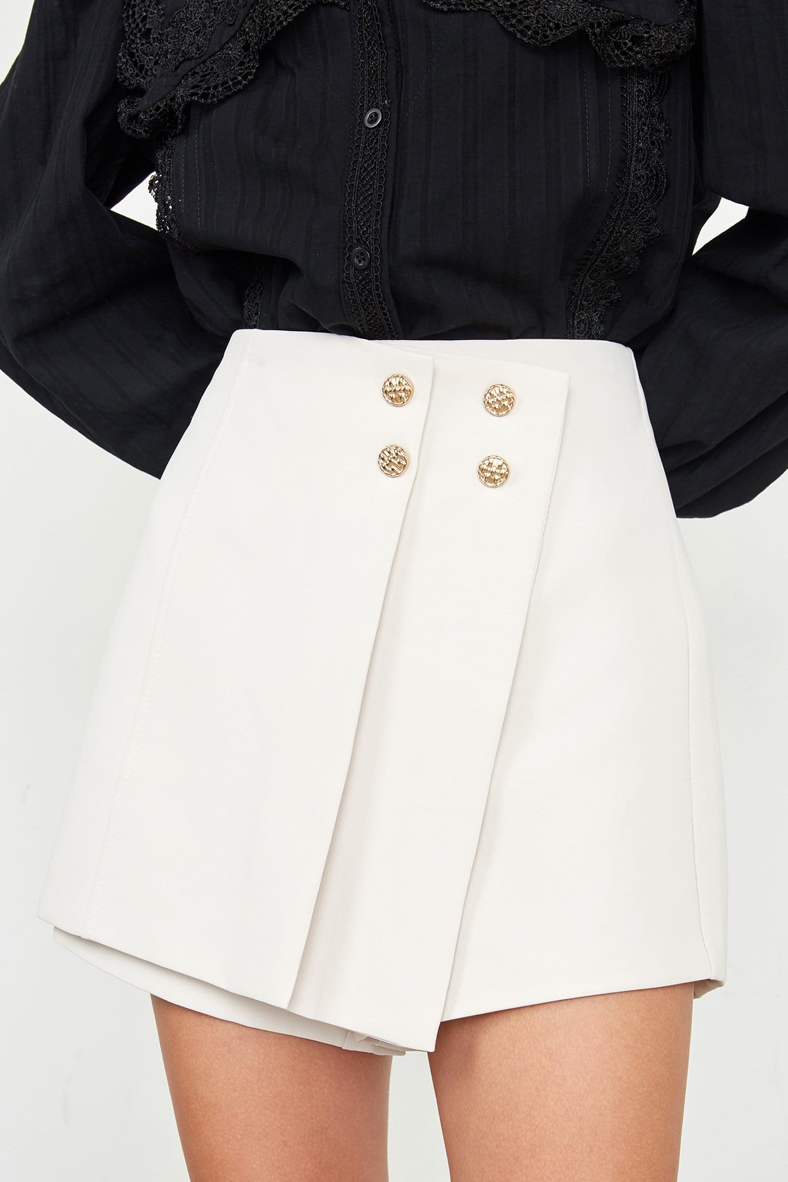 Brystol Beige Asymmetrical Skirt