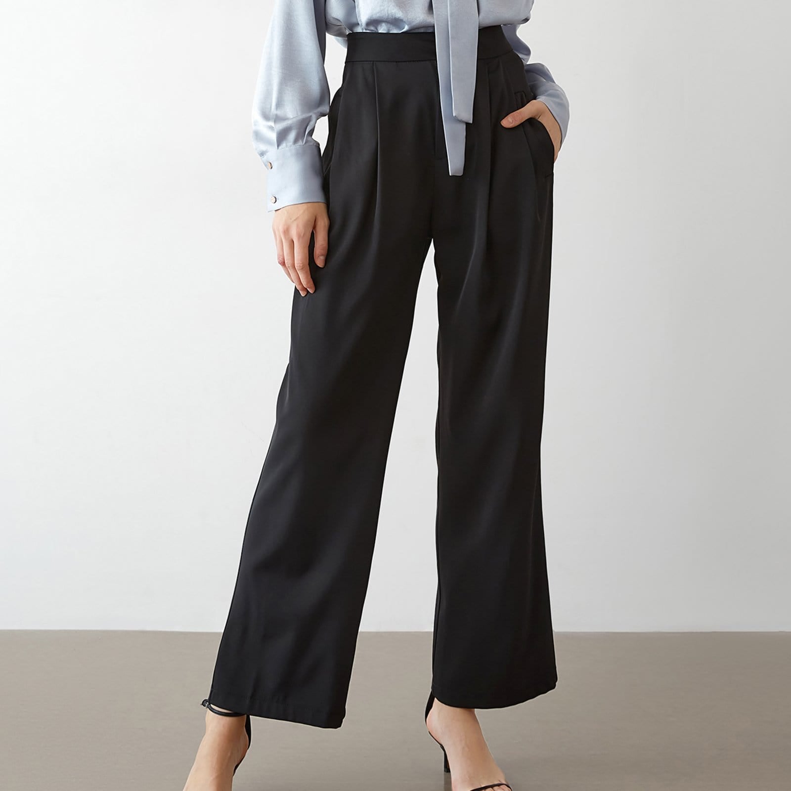 Kaira Black Wide Leg Work Pants