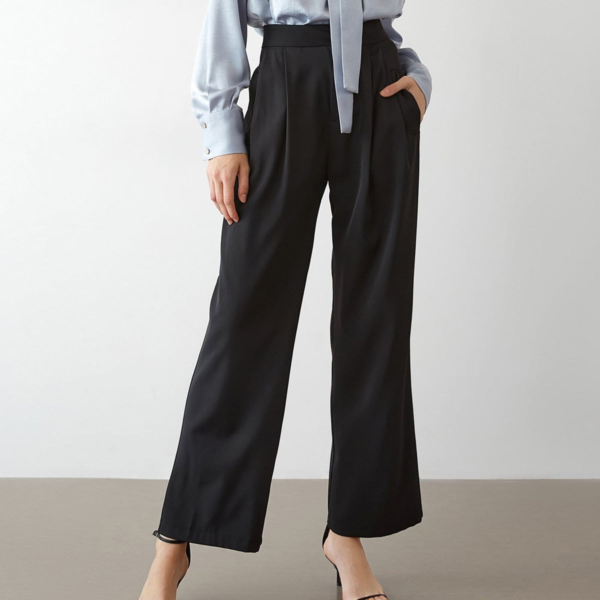 Kaira Black Wide Leg Work Pants