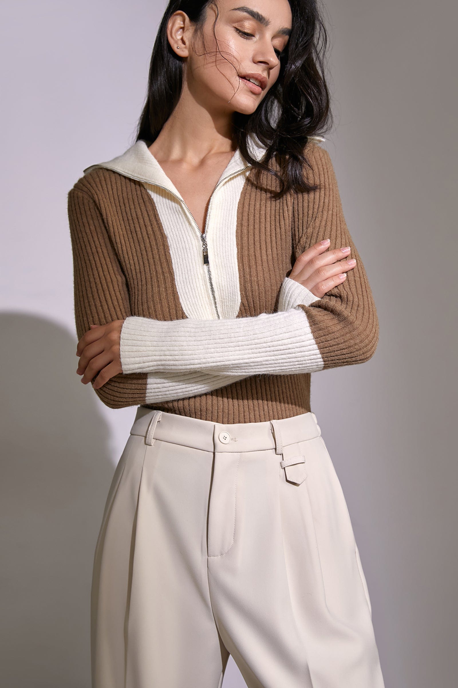 Yatzil Dark Golden Rod Premium Wool Contrast Sweater