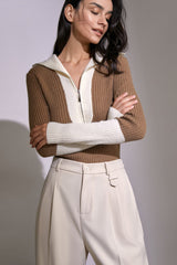 Yatzil Dark Golden Rod Premium Wool Contrast Sweater