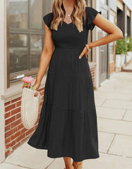 summer casual flowing short midi dress