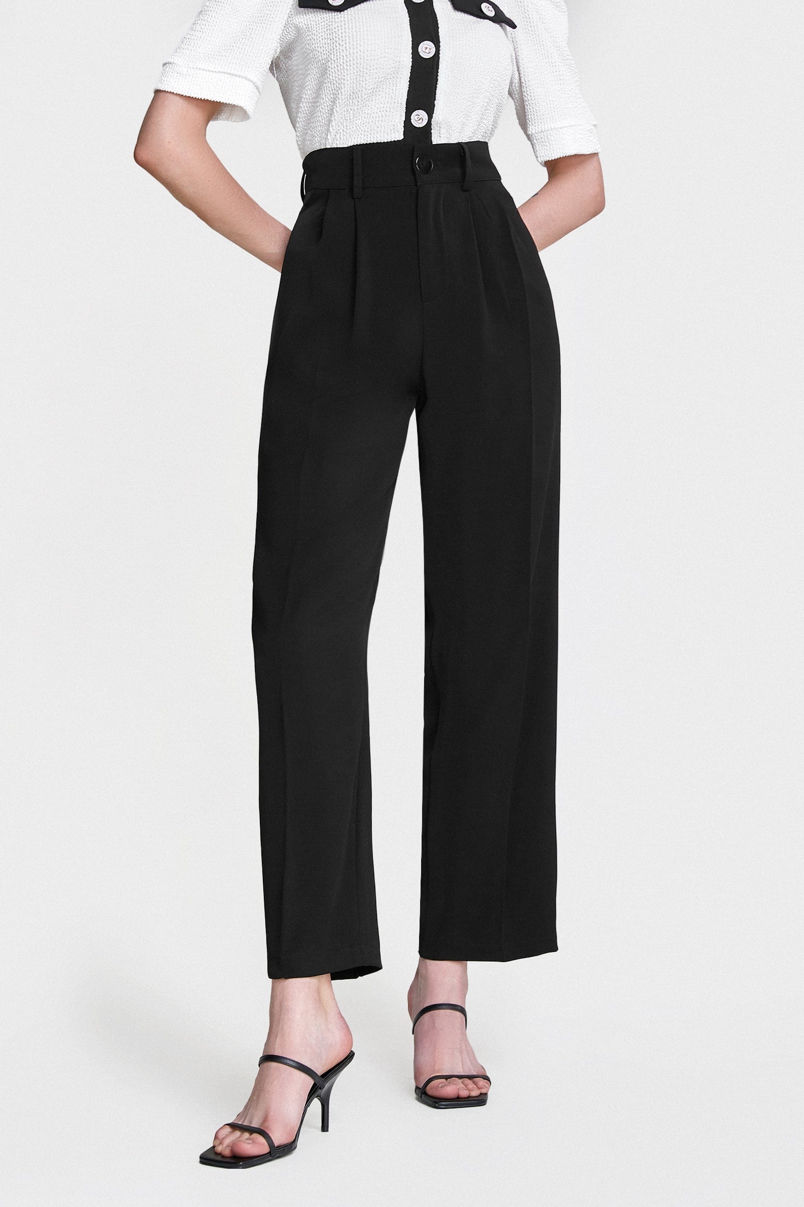 Black Straight Leg Suit Pants