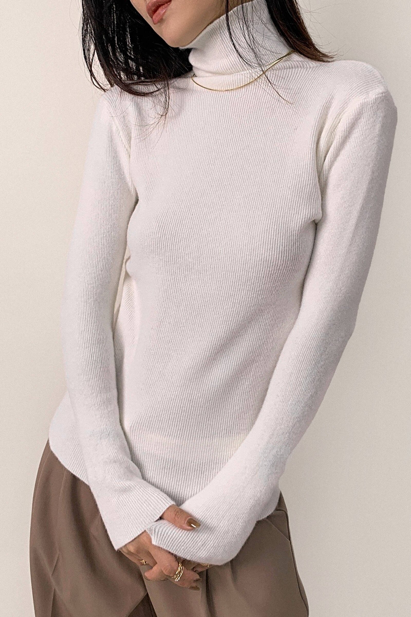 White Slim Fit Turtleneck Sweater