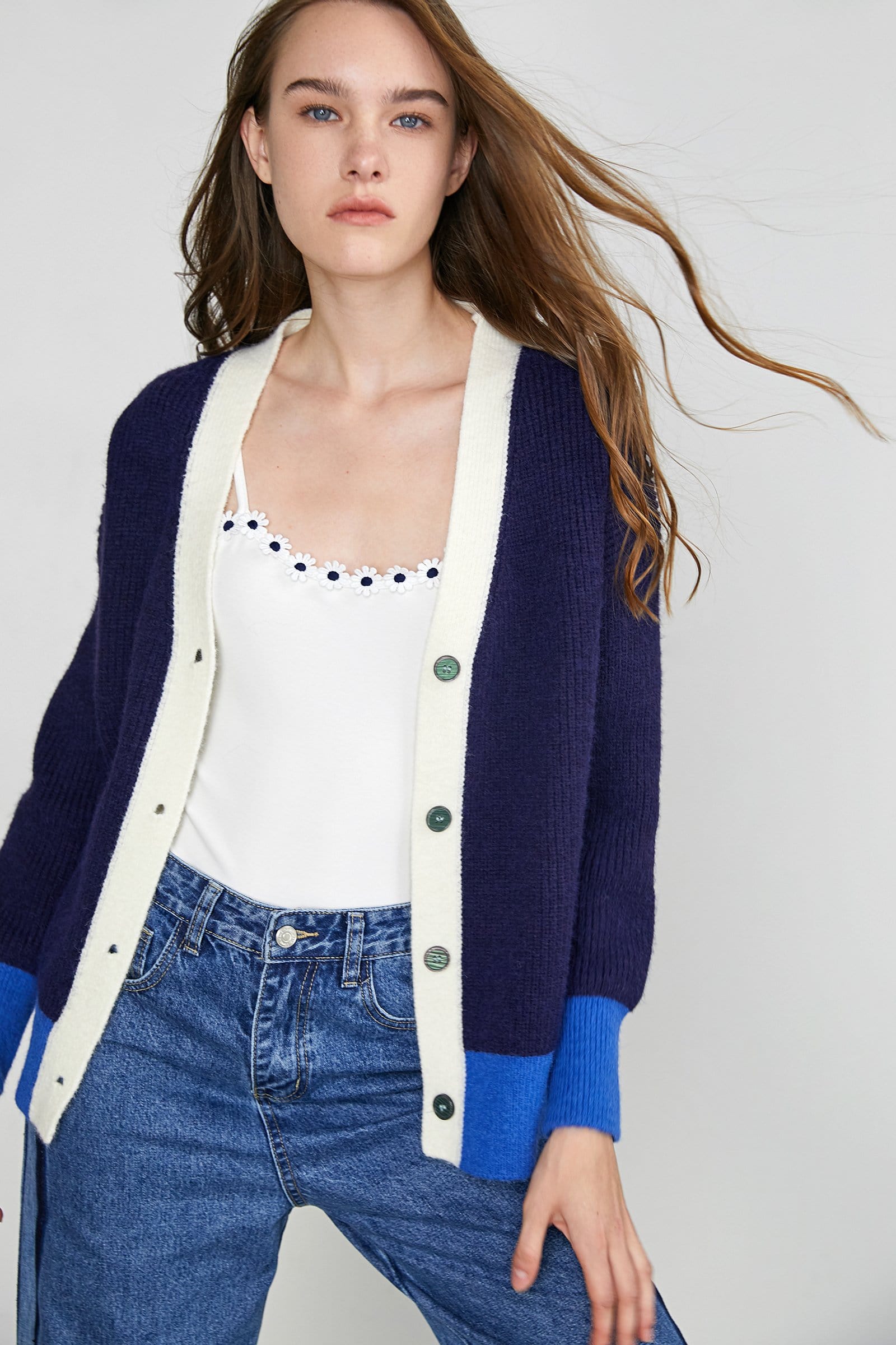 Daliyah Midnight Blue Contrast Cardigan