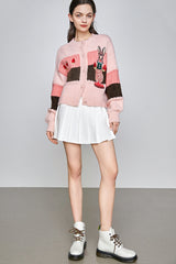 Yuleimy Peach Puff Color Block Cardigan